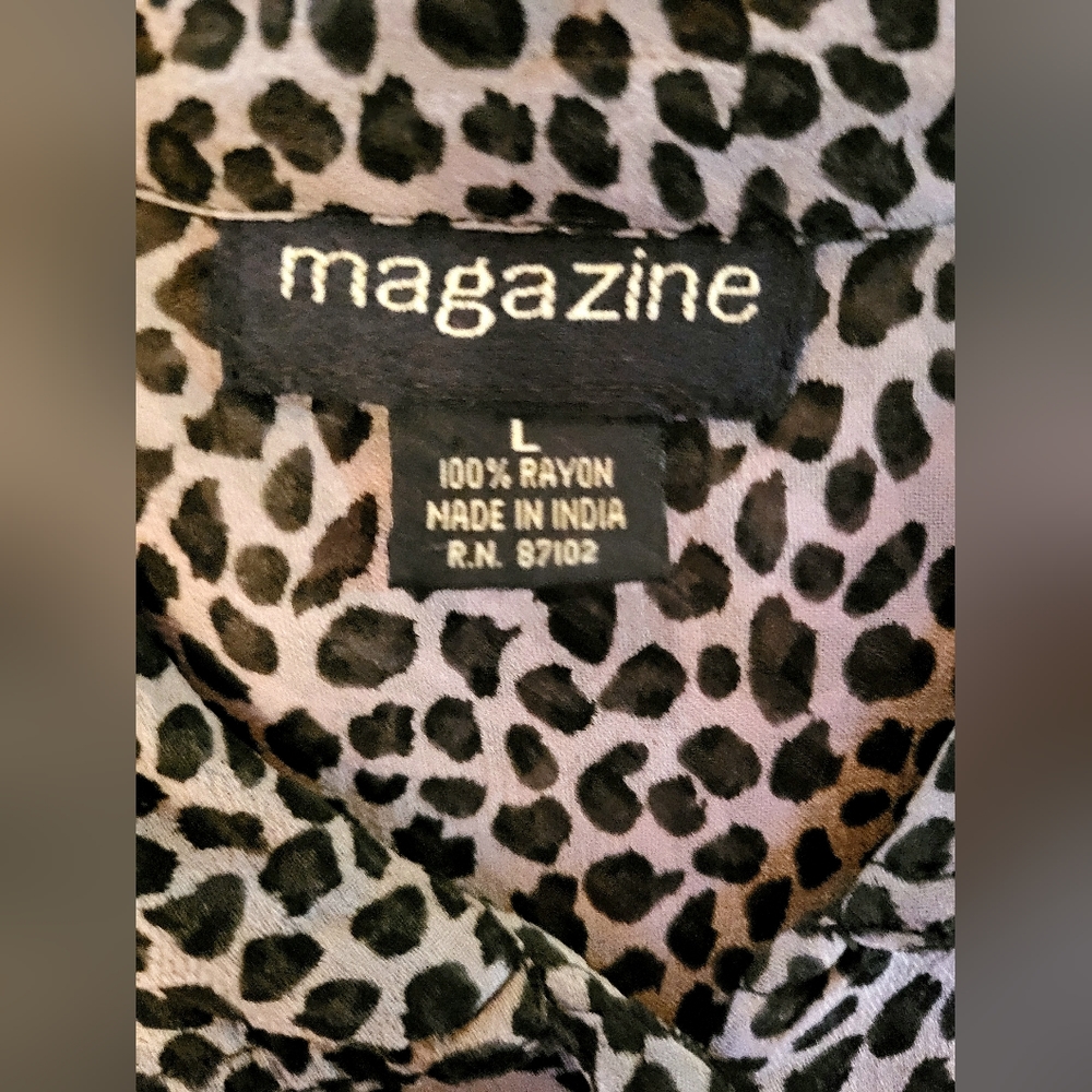 Leopard Print Button Down Blouse - image 4